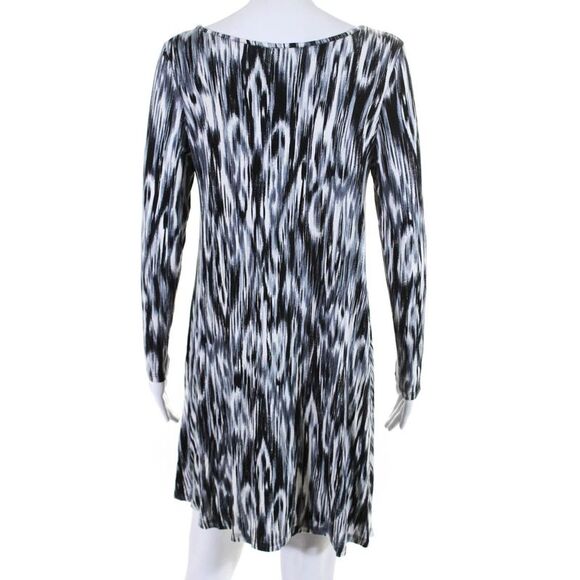 Ellelauri Womens Long Sleeve Abstract Print Shift Dress Gray Size L - Picture 3 of 6
